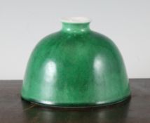 A Chinese green glazed beehive water pot, 18th / 19th century, with fine crackle to the green glaze,