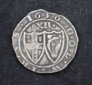 A Commonwealth shilling, 1656, uneven edge, fine