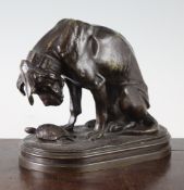 Henri-Alfred-Marie Jacquemart (1824-1896). A bronze group of a bloodhound and tortoise, signed,