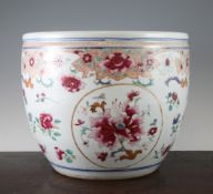 A Chinese famille rose fish bowl or jardiniere, late 19th / early 20th century, painted with