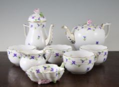 A Herend Cornflower design part tea set, including a globular teapot, printed marks (10), teapot
