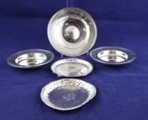 An 18th century Irish silver small shallow dish, with decorated border, maker M.?, Dublin, marks
