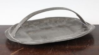 An Archibald Knox Liberty Tudric pewter oblong basket, with marks to base 0357, 12in.