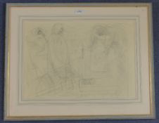 Betty Swanwick (1915-1989)pencil drawing,Study for The Monaghan Shroud, c.1950,13.5 x 19.5in.