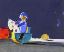 § Donald Hamilton Fraser R.A. (1929-2009)oil on paper,Still life - toys,signed,12 x 15in.