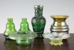 A Pallme Konig Bohemian Art glass vase, with silver rim, together with a WMF glass vase, a small