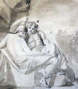 George Romney (1734-1802)ink and wash,Eros & Psyche,Ex. Collection Alfred de Pas and The Truro