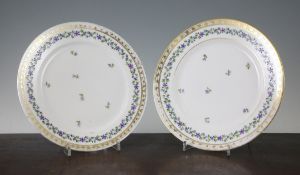 A set of eleven Paris porcelain plates, painted with chantilly sprays and similar cornflower