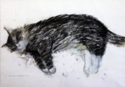 § Dame Elizabeth Blackadder (1931-)pastel,Sleeping cat,signed,16 x 23in.