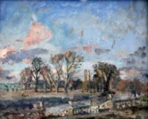 Edmund Fairfax-Lucy (1945-)oil on board,Terrace at Charlecote,signed and dated 2004 verso,8 x 10in.