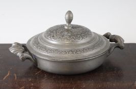 An 18th century French lidded two handled brandy bowl, with touch mark for Nicolas Delannoy, Lyon