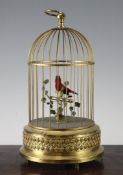 A Continental musical bird cage automaton, marked to the base Germany, 11in.