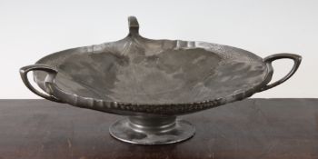 A Urania Friedrich Adler three handled pedestal dish, marked to the base 1145, also with retailers