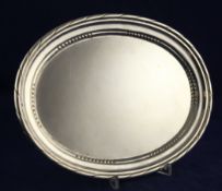 An early 20th century Georg Jensen 830 standard silver oval dish, with decorated border, 1915-1927
