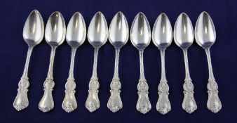 A set of eight William IV silver Albert pattern grapefruit spoons, with engraved monogram, no