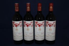 Four bottles of Chateau Mouton-Rothschild 1995, Premier Cru Classe, Pauillac; high fills,