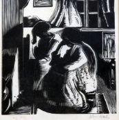 John Nash RA (1893-1977)wood engraving,Interior with figures, 1925,signed in pencil,5.5 x 5in.