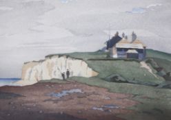 Eric Slater (1896-?)woodcut,`The Coastguard Station`,signed in pencil,9 x 12.75in.