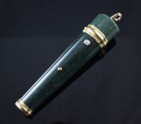 An early 20th century Russian? gold mounted bloodstone cigarette holder case, of tapering panelled