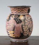 A Greek Gnathian ware red figure Olpe, c.4th century BC, highlighted in coloured slips, with a