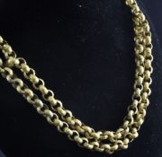 A 19th century gold belcher chain, 38in, 32.6 grams