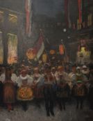 Frantisek Xaver Naske (1884-1959)oil on canvas,Czech Independence Parade,signed and dated 29X 1910,