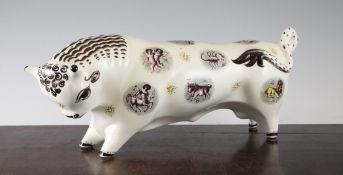 A Wedgwood zodiac pottery bull, designed by Arnold Machin, printed Wedgwood Balaston England mark,