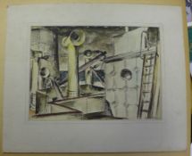 Edward Murphy (1912-1983)two watercolour and ink drawings,Deck of a warship,signed and dated `44,
