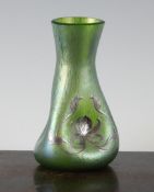 A small Loetz silver overlaid Papillon glass vase, 5in.