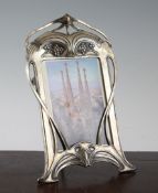 A WMF Art Nouveau plated pewter photograph frame, with stylised tendrils and pierced decoration, 9.