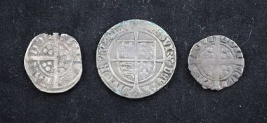 A Henry VIII groat 2nd coinage, 3rd bust (GVF) and two Edward silver pennies (poor).