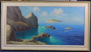 M. Ottolinaoil on canvas,Neapolitan coastal scene,signed,19.5 x 39.5in.