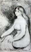 Pierre Auguste Renoir (1841-1919)soft ground etching printed in blue on wove,Baigneuse Assise (L.