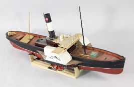 A Marten Howes and Bayliss live steam and remote control model of a Chieftain paddle steamer, 3ft