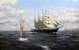 James Brereton (b. 1954)oil on canvas,`The Barquentine, Thomas P. Emigh`,signed,20 x 30in.