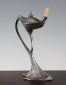 A Kayserzinn Hugo Levin Art Nouveau pewter cigar lamp, no.619, 9.5in.