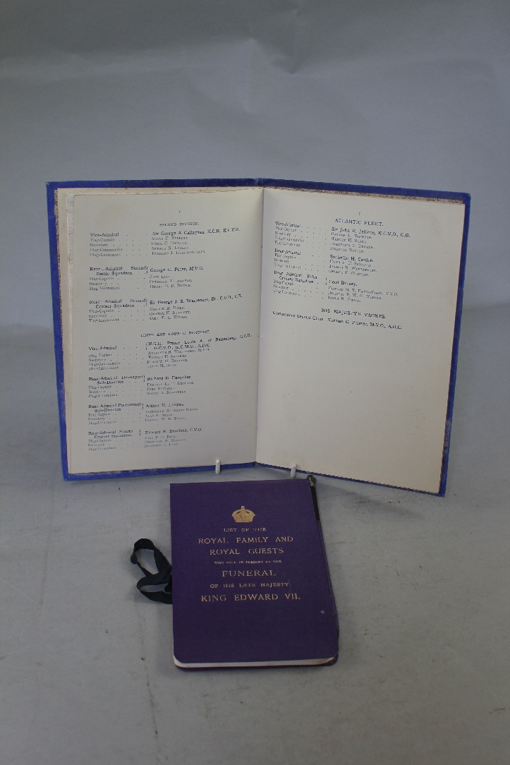 Royal Interest: Various souvenir programmes, including List of Guests at Edward VII`s funeral, the