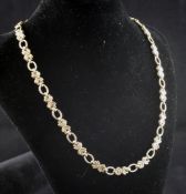 A 9ct gold oval link necklace. 16.9 grams, 17in.