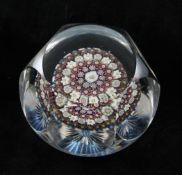 A Clichy facetted mushroom paperweight, 19th century, with close packed complex canes, turquoise and