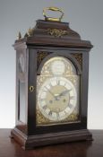 Devereux Bowley, London. A George III mahogany hour repeating bracket clock, with 6.5 inch arched