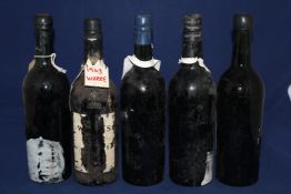 Five bottles 1963 and believed 1963 vintage port: one Taylor: high neck, bottled by Grants of St.