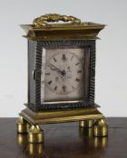 A 19th century gilt and bronzed brass timepiece, with verge watch movement signed Willm.