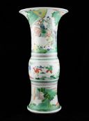 A large Chinese famille verte beaker vase, Gu, Kangxi period (1662-1722), painted with figures on