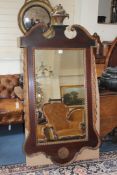 A large 18th century style mahogany framed wall mirror, with architectural broken arch pediment