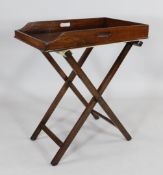 A George III mahogany butler`s tray on stand, W.2ft 3in.
