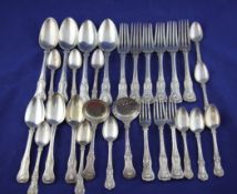 Twenty nine items of 19th century silver flatware, mainly King and Queen`s pattern, various dates