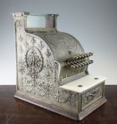 A late 19th / early 20th century embossed brass and marble National Cash Register till, no.546031,
