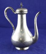 A late 19th/early 20th century Dutch 833 standard silver baluster coffee pot, with engraved