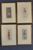 Manner of Richard Simkin (1849-1926)four watercolours,Studies of foot soldiers,largest 6.75 x 3.