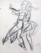Dame Laura Knight (1877-1970)pencil on paper,Russian dancers,initialled,9.25 x 7.25in.